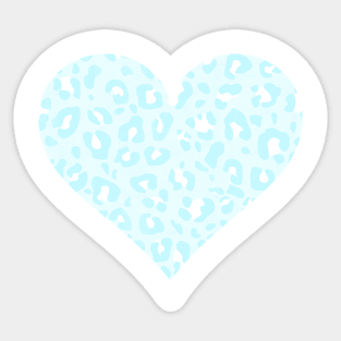 Pastel Blue and White Leopard Print Heart Sticker